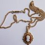 Vintage Hand Carved Cameo Necklace Gold Tone 21 Inch Chain Image 7