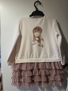 Mayoral girls' party dress - cream and dusty pink