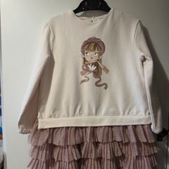 Mayoral girls' party dress - cream and dusty pink