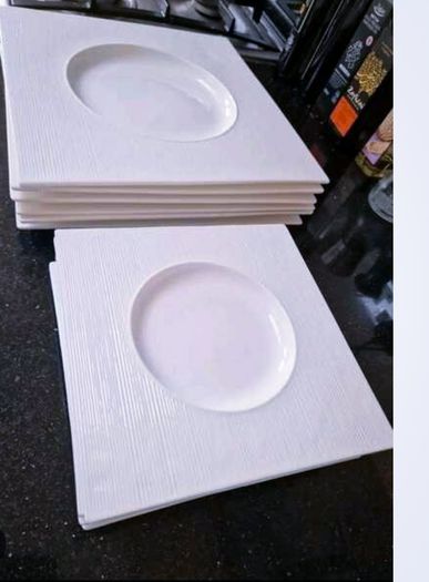 Square plates (Casa Couture) fine dining china plates .