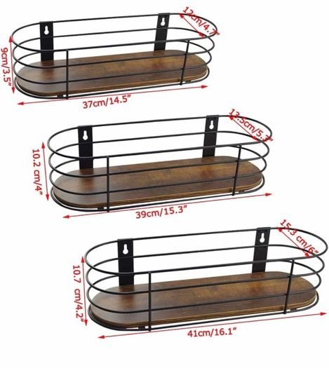 Oval Floating Shelves Pack of 3, Rustic Wall Shelf for Bathroom Bedroom