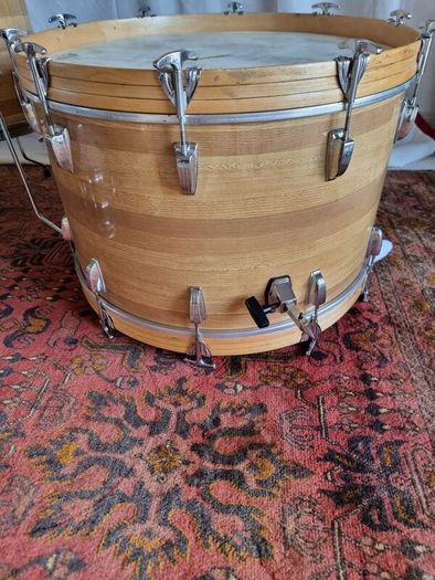 Ludwig 3 ply 70s Butcher Block and LM402 6.5 Supraphonic Snare - Blue Olive Drums Kit Led Zeppelin
