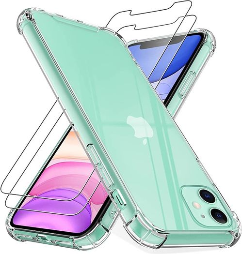 Case for iPhone 11 Case with [2-Pack Tempered Glass Screen Protectors], 6.1-Inch, Advanced Airbag Drop Protection, Shockproof Transparent Clear Bumper Phone Cover, Anti-Scratch (FREE POSTAGE)