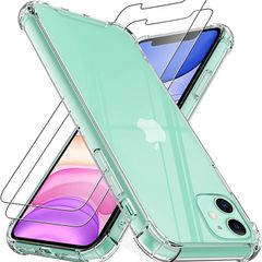 Case for iPhone 11 Case with [2-Pack Tempered Glass Screen Protectors], 6.1-Inch, Advanced Airbag Drop Protection, Shockproof Transparent Clear Bumper Phone Cover, Anti-Scratch (FREE POSTAGE)