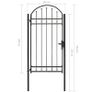 Fence  Gate with Arched Top Steel 100x250 cm Black Image 5