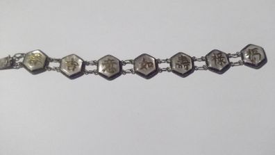 a chinese silver and mother of pearl bracelet