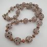 Antique Venetian Style Pinkish Skunk Eyes & Chevron Glass Beads Necklace Image 7