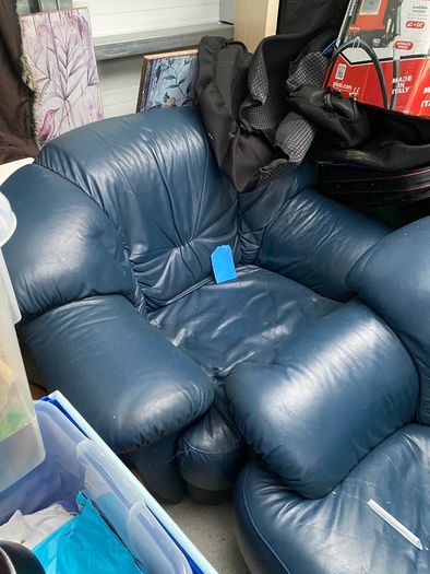 Leather couch + armchairs