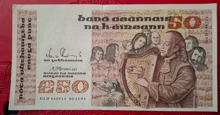 50 Pound 1991 Irish Carolan Banknote