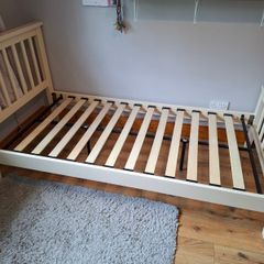 Wooden framed single bed and mattress excellent condition