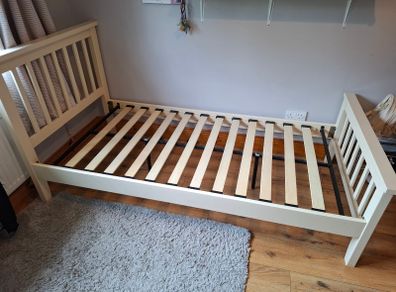 Wooden framed single bed and mattress excellent condition