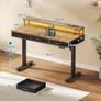 Standing Desk with 3 Storage Drawers, 120cm Height Adjustable Desk Electric Sit Stand Table with Monitor Stand, LED Lights, Power Outlet, Space Saving for Small Home Office Living Room, Brown Image 7