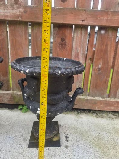2 Old Cast iron urn flower pots
