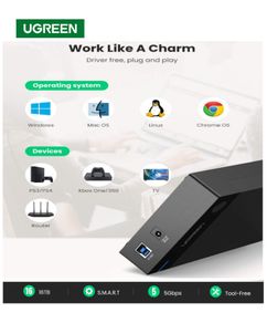 Ugreen USB 3.0 (UASP) SATA SSD/HDD 3.5"/2.5" External Enclosure Case/Caddy with Automatic Sleep Mode (UK Plug) (Brand New/Warranty)