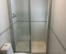 Shower door, Toilet, & Wash basin