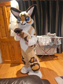 furry mascot fursuit cat long tail chunky legs