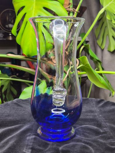 Jerpoint Glass Large Handcrafted Studio Art Glass Pitcher Cobalt Blue
