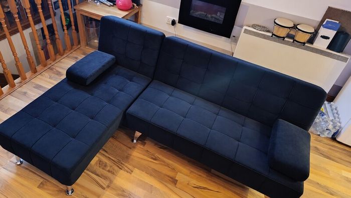 Black 3 Seater Sofa Bed with Chaise Lounge