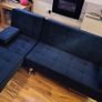 Black 3 Seater Sofa Bed with Chaise Lounge Image 2