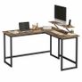 New L-Shaped Computer Writing Workstation PC Corner Desk With Monitor Stand (Brown) - FREE P&P Image 3