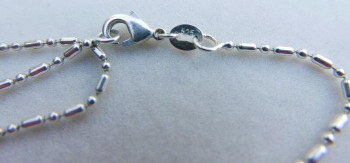 Vintage Sterling Silver 925 Tube and bead chain , Silver necklace , Minimalist jewelry, length 20" - 2,86g