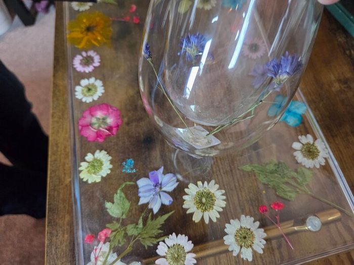 Botanical dried flower tray and tumbler
