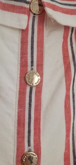 KARL LAGERFIELD Paris striped nautrical belted midi with gold tone button Sz 8 US (Fit 12UK) - Rrp 335 (New)