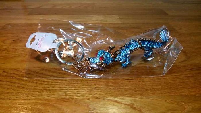 Keychain. Chinese Dragon. Blue