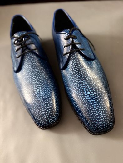 Genuine Stingray Leather Shoes  Navy Blue