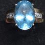 Vintage 9ct Gold Large Blue Topaz Statement Ring Size 55 Image 7