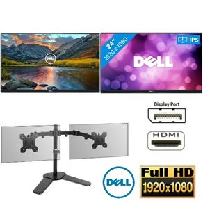 Dual Dell 24" P2419H LED IPS Monitors Full HD (1080p) with Brand Dual Stand