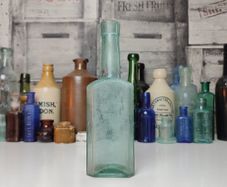 279 - Vintage Sauce Sea Glass Cork Top Decorative Collectible Display Bottle