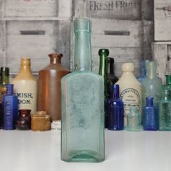 279 - Vintage Sauce Sea Glass Cork Top Decorative Collectible Display Bottle