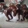 Vintage 1950s/60s Carved Wood wrapped in leather horses Image 8