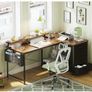 Corner Desk with Drawers, L Shaped Computer Desk 140x80cm with USB Charging Port & Power Outlet Image 2