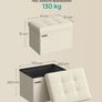 Folding Stool with Storage 31 x 41 cm cream white Image 3