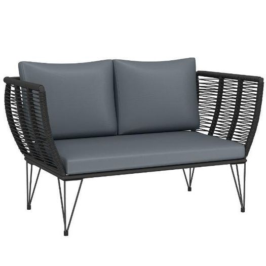 2 Seater Garden Rattan Sofa with Cushions