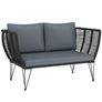 2 Seater Garden Rattan Sofa with Cushions Image 2