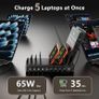 320W Charging Station for Multiple Devices with 10 Cables, 10-Port GaN USB Charger with Dual 65W PD Laptop Charging, 5 USB-C & 5 USB-A Dock for MacBook, iPhone, iPad, Tablets (Black) Image 6