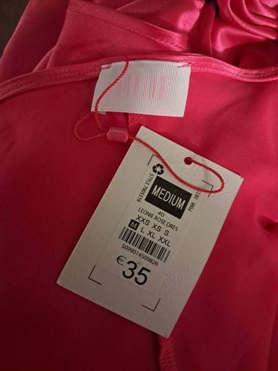 Savida hot pink satin slip dress with rose