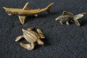 3 brass Animals,. Solid brass.