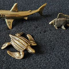 3 brass Animals,. Solid brass.