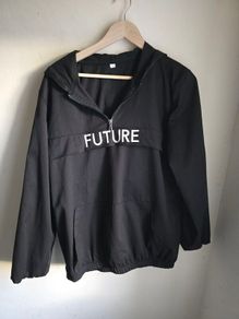 Black FUTURE Half Zip Windbreaker Hoodie