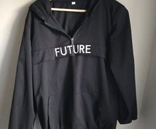 Black FUTURE Half Zip Windbreaker Hoodie