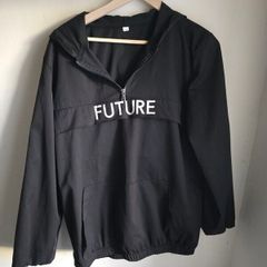 Black FUTURE Half Zip Windbreaker Hoodie
