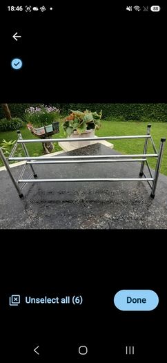 Clothes rail and shoe rack.