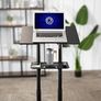 Mobile 24 x 16 inch Lectern Podium, Height Adjustable Steel Rolling Laptop Cart on Wheels, Black, CART-V03E Image 4