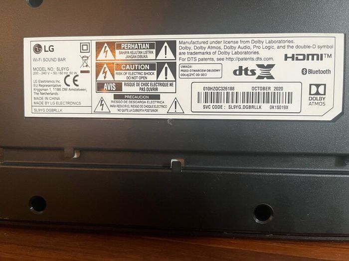 LG SL9YG Atmos Soundbar + Wireless Subwoofer&remot
