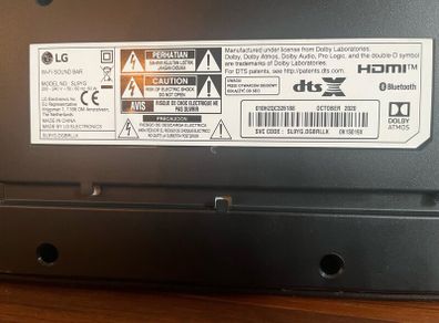 LG SL9YG Atmos Soundbar + Wireless Subwoofer&remot
