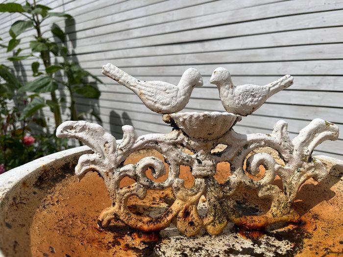 Iron bird bath